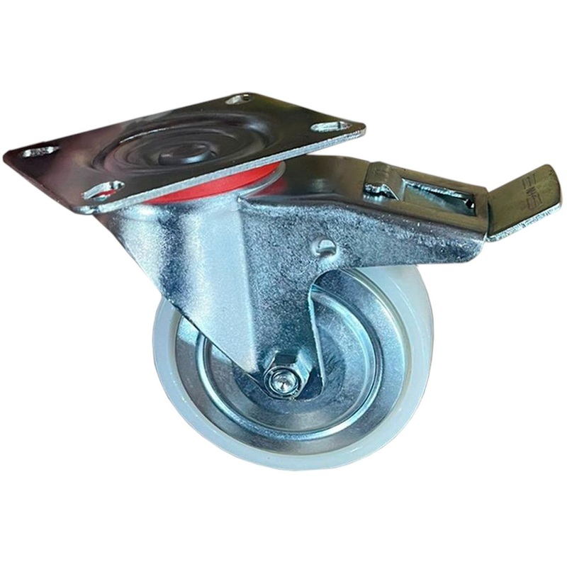 Изображение товара Поворотное колесо для тележки 100 мм с тормозом промышленное