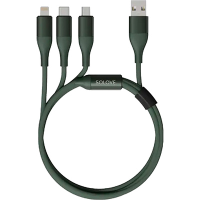 Кабель Solove USB A - Micro USB - Lightning - USB Type-C 1.2 метра (DW2 Green RUS) – купить по выгодной цене в интернет-магазине | 1677642