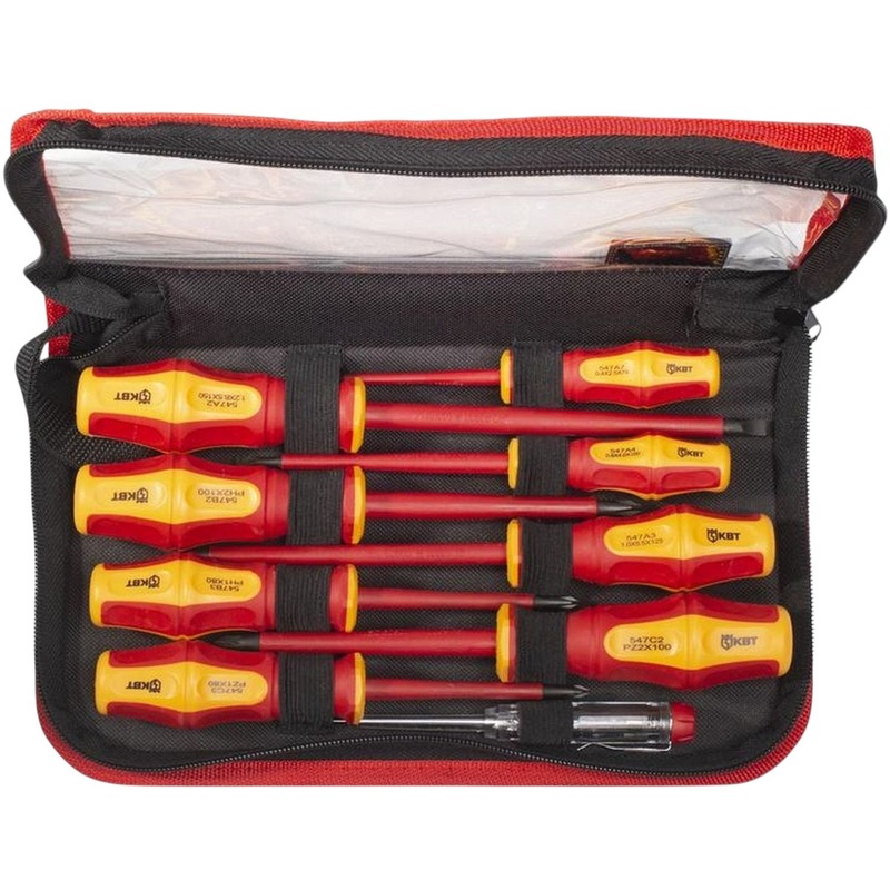 Изображение товара Набор отвёрток КВТ Профи НИО-09 9 предметов с диэлектрическим покрытием