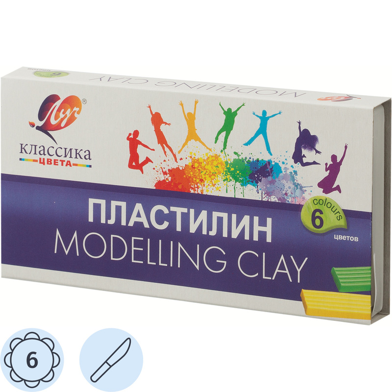 Изображение товара Пластилин классический Луч Классика 6 цветов 120 г для лепки и моделирования