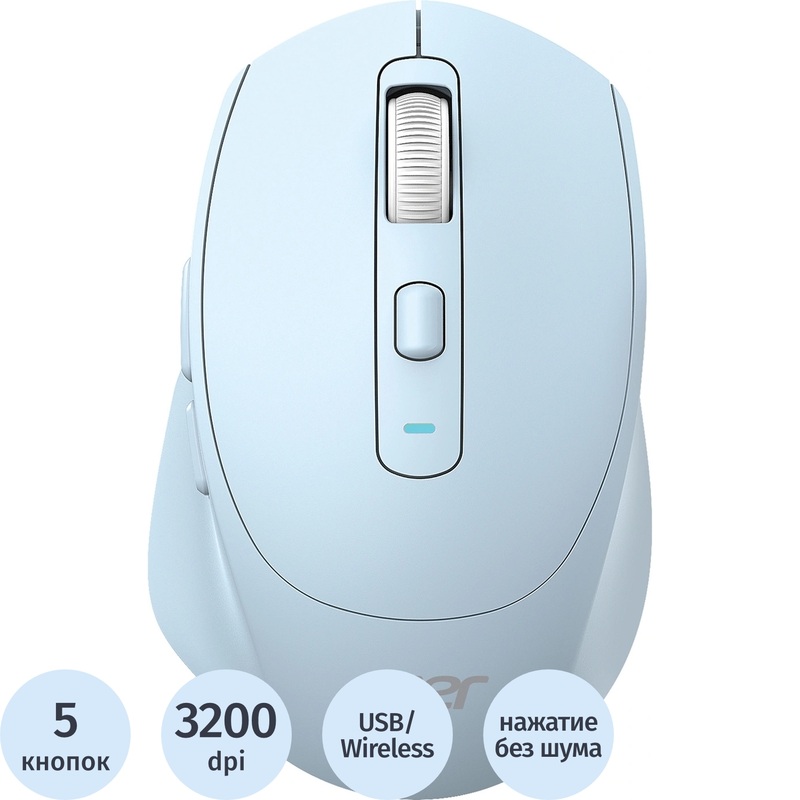 Изображение товара Мышь беспроводная Acer OMR504 голубая (ZL.MCE11.01E)