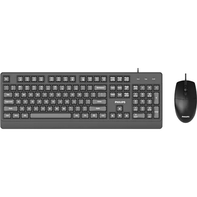Изображение товара Комплект проводной клавиатура и мышь Philips SPT6247B/60, USB, чёрный