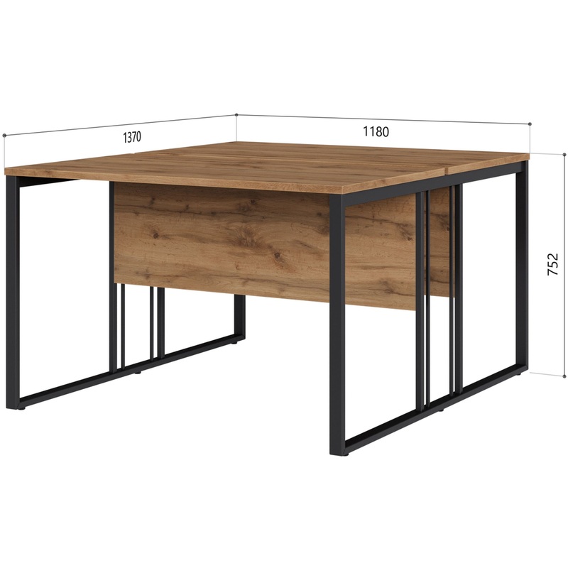 Изображение товара Рабочая станция Easy to lead K-Loft двухместная (дуб натуральный, 1180х1370х752 мм)