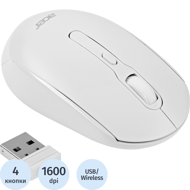 Изображение товара Мышь беспроводная Acer OMR308 белая (ZL.MCECC.023)