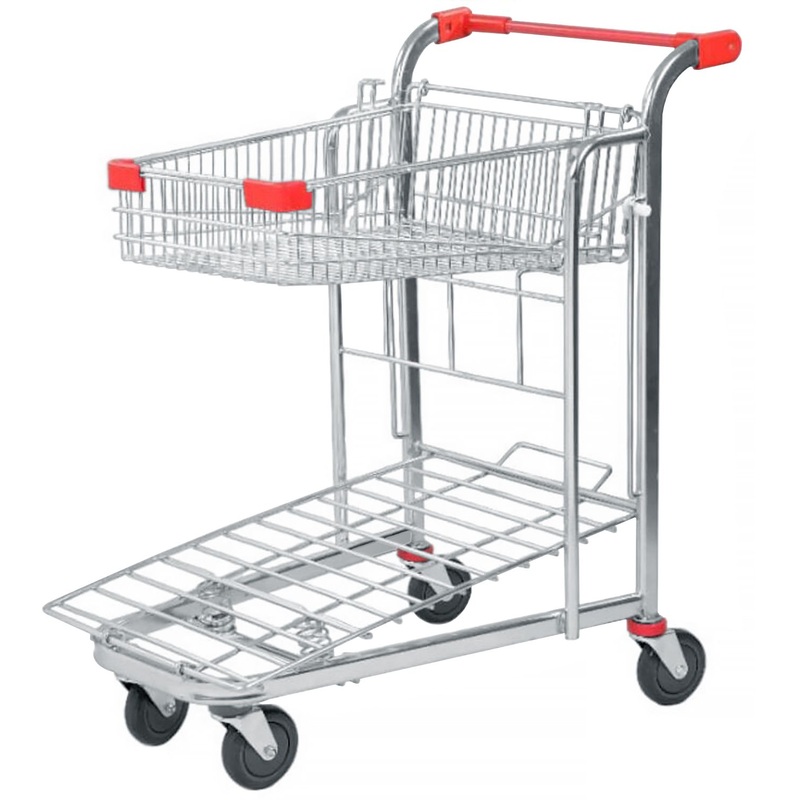 Изображение товара Тележка покупательская L1 ПКСРЗП (красный пластик, сталь)