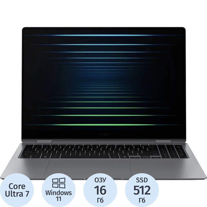 Изображение товара Ноутбук Samsung Galaxy Book 5 Pro 360 NP960 16" серый Intel Core Ultra 7 256V/16 ГБ/SSD 512 ГБ (NP960QHA-KG1IN)
