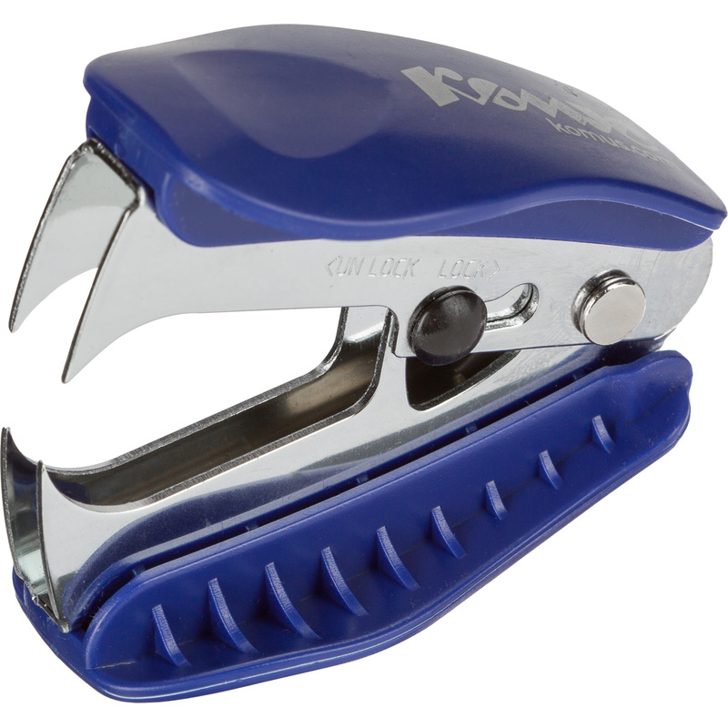 Изображение товара Антистеплер Комус PASBL2430 с фиксатором, синий, 10, 24/6, 26/6, пластиковый корпус