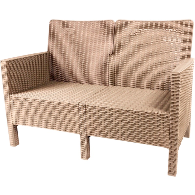 Изображение товара Двухместный диван TDT из искусственного ротанга капучино для уличной и внутренней мебели