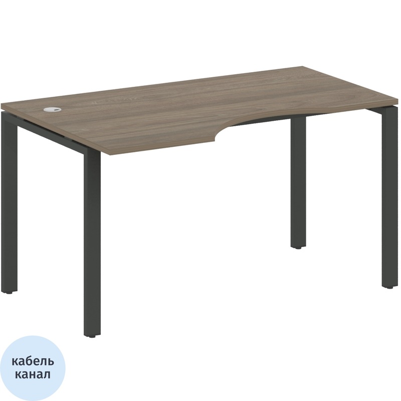 Изображение товара Эргономичный стол Metal System Style БП.СА-2 Л в цвете вяз благородный антрацит
