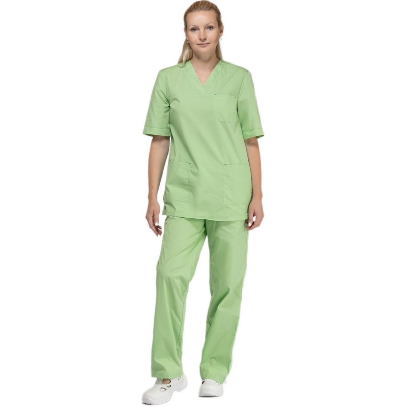 Изображение товара Костюм медицинский женский м05-КБР плюс с коротким рукавом зелёный (размер 104-108 (52-54), рост 170-176)