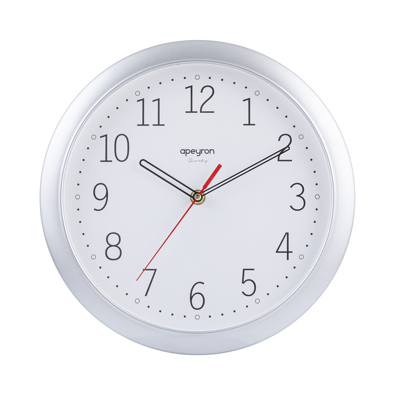 Изображение товара Apeyron PL 01.006 настенные часы круглая серебристый корпус белый циферблат 29x29x4 см