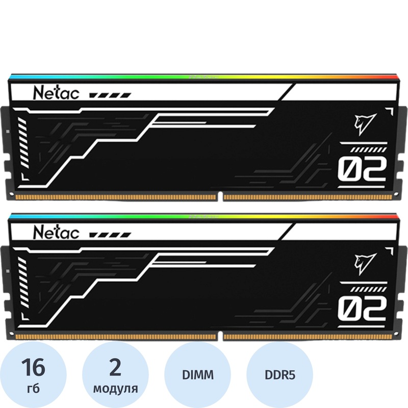Изображение товара Модуль памяти DDR5 32 ГБ Netac Shadow II с радиатором для настольных компьютеров
