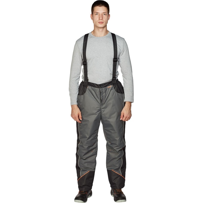 Изображение товара Брюки рабочие зимние мужские Nайтстар Алькор со светоотражающим кантом серые из ткани Lokker (размер 48-50, рост 170-176)