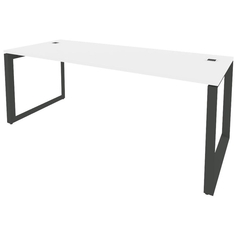 Изображение товара Офисный стол руководителя Onix Direct O.MO-SRR-6.8 белый бриллиант/антрацит, 1980х800х750 мм