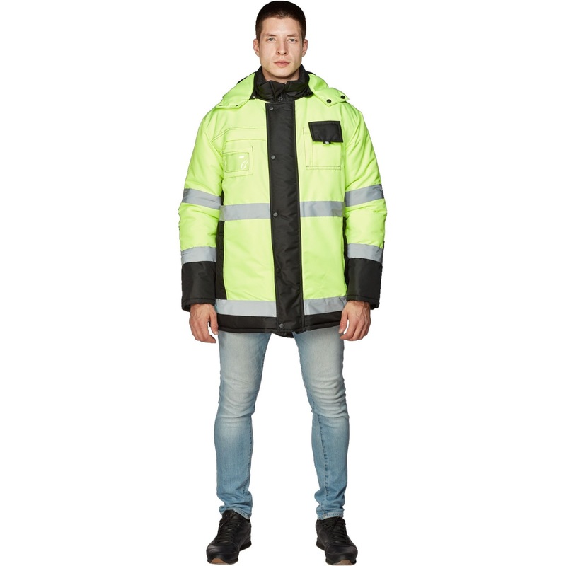 Изображение товара Куртка рабочая зимняя мужская 344-КУ с СОП черная лимонная размер 60-62