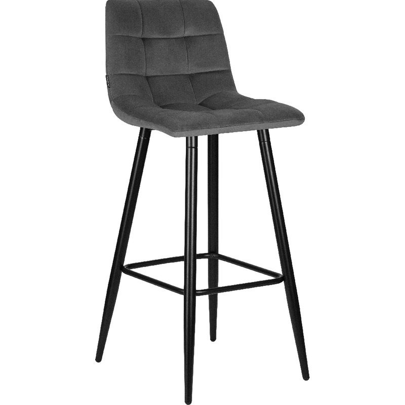 Изображение товара Барный стул Dobrin Nicole тёмно-серый чёрный велюровый металлический