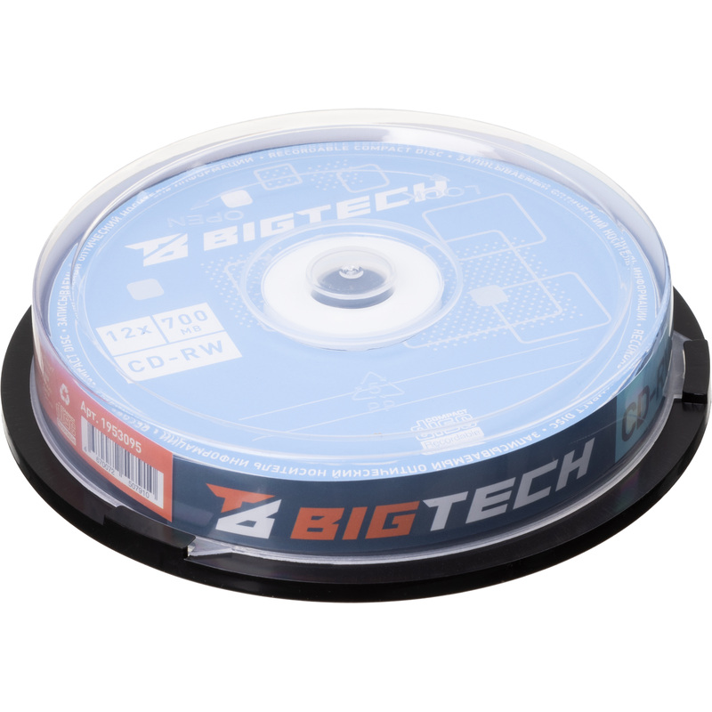 Изображение товара Диск CD-RW BigTech 700 МБ 12x 10 штук в упаковке