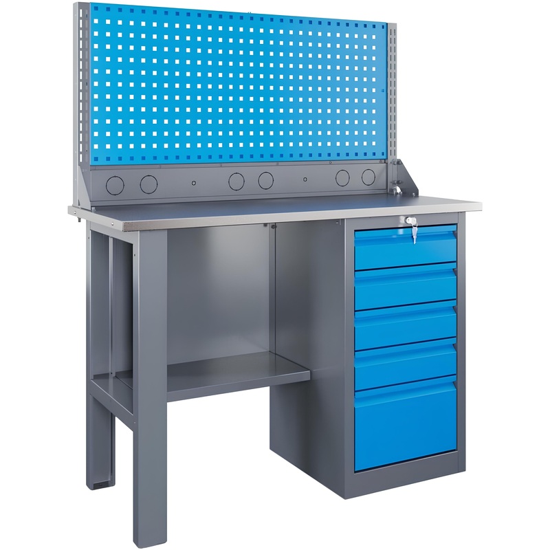 Изображение товара Верстак слесарный Верстакофф SLF 121.15.1-1R (серый/синий, 1200х500х1200 мм)