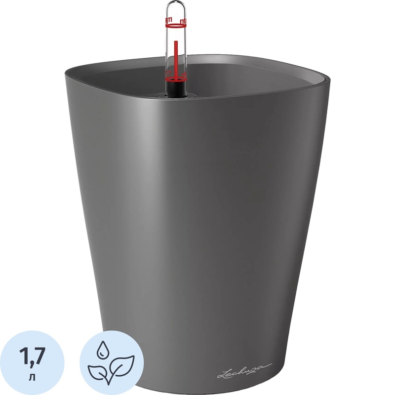 Изображение товара Кашпо с автополивом Lechuza Deltini 1.7 литра антрацит