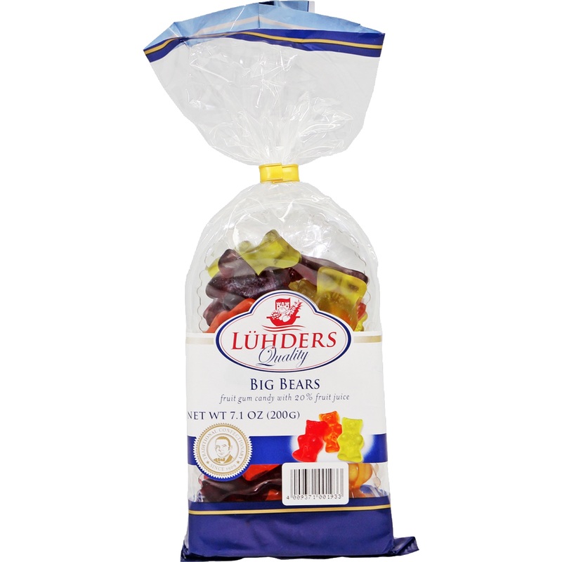 Изображение товара Мармелад Luhders Большие медведи ассорти 200 г натуральный фруктовый вкус