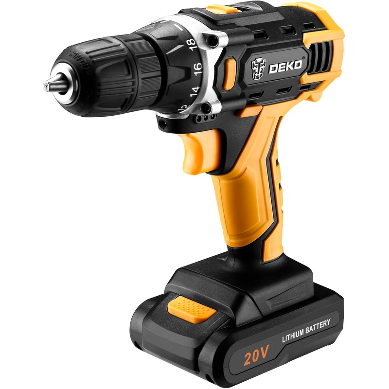 Изображение товара Аккумуляторная дрель-шуруповерт Deko DKCD20FU-Li с зарядным устройством