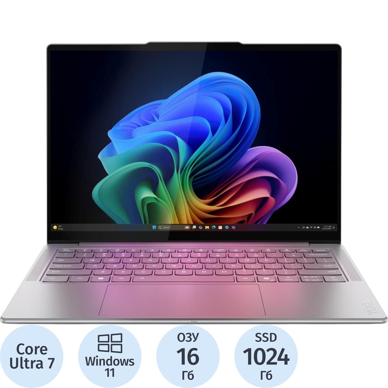 Изображение товара Ноутбук Lenovo Yoga Slim7 14ILL10 14" серый Intel Core Ultra 7 256V/16 ГБ/SSD 1024 ГБ (83JX000HRK)