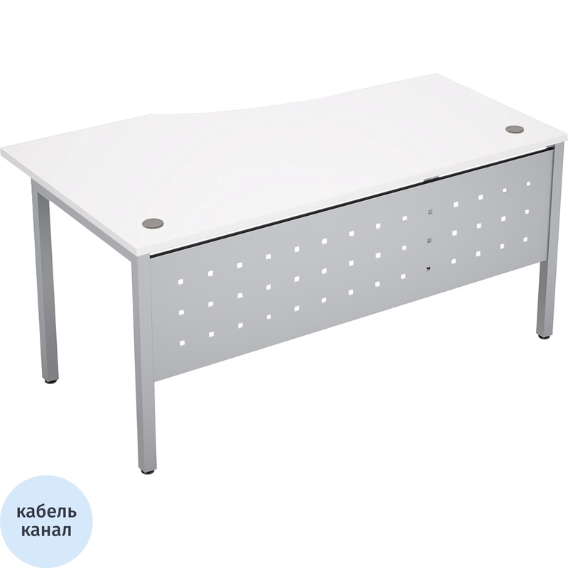 Изображение товара Эргономичный левый рабочий стол Avance 6МК.020 белый алюминий 1600х900х750 мм