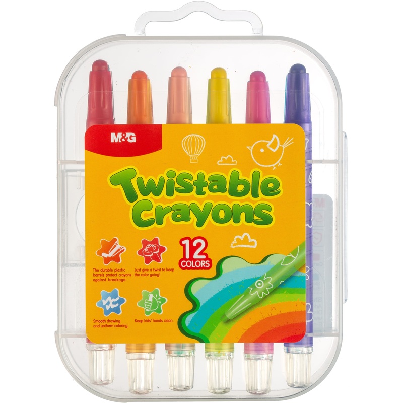 Изображение товара Мелки восковые M&G Twistable Crayons круглые 12 цветов для рисования