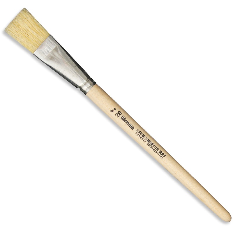 Изображение товара Кисть №1 School плоская щетина №20 для акварели гуаши и туши