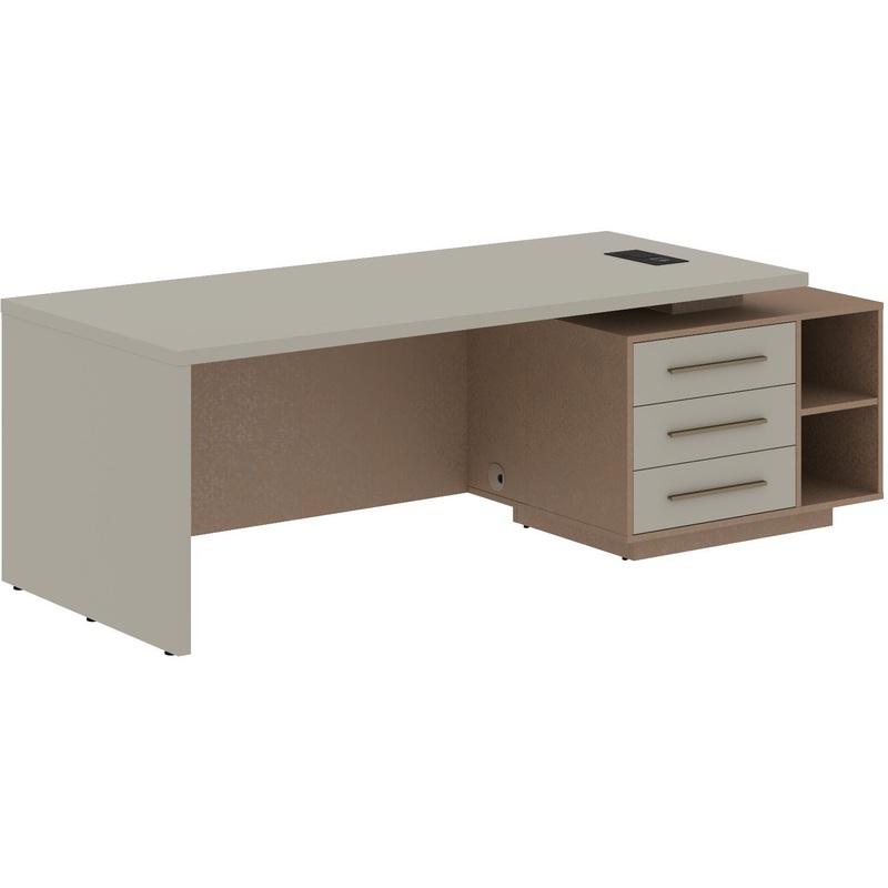 Изображение товара Стол руководителя Velion 2390 с тумбой 2100х900х750 мм белый аметист кобра