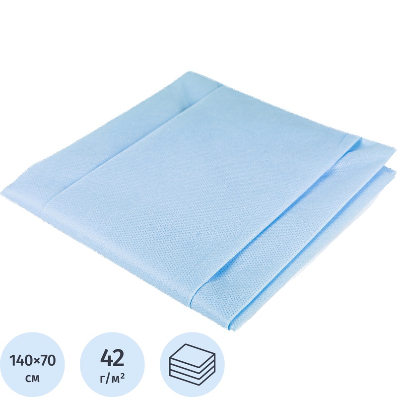 Изображение товара Одноразовая стерильная простыня Гекса 140x70 голубая 42 г/м2 для медицины и салонов