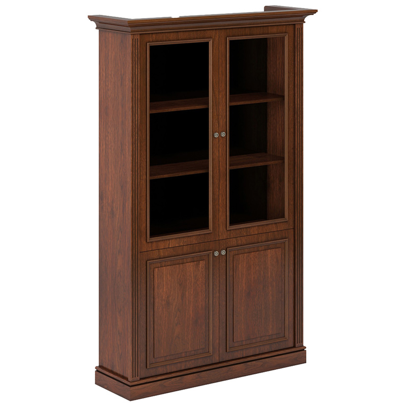 Изображение товара Шкаф для документов Inter IN-1321G орех американский высокая с стеклом 1334x422x2100 мм