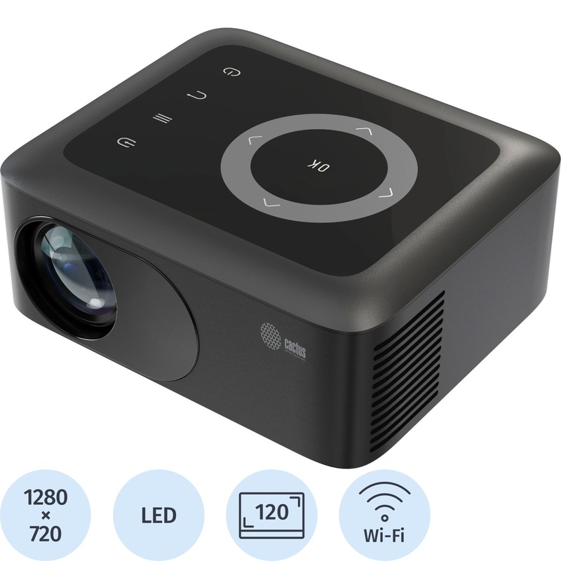 Изображение товара Проектор Cactus CS-PRE.08B WXGA для дома и офиса с Wi-Fi Bluetooth