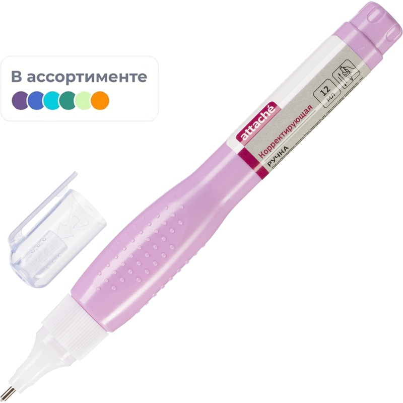 Изображение товара Корректирующая ручка Attache 12 мл быстросохнущая, металлический наконечник
