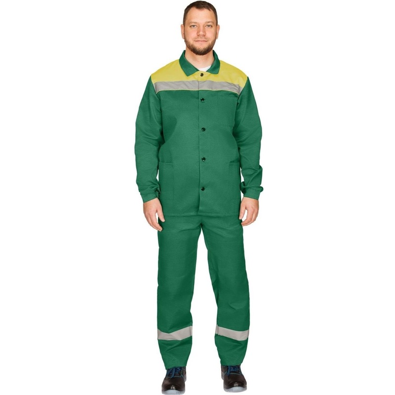 Изображение товара Костюм рабочий летний мужской л16-КБР зелёный/жёлтый