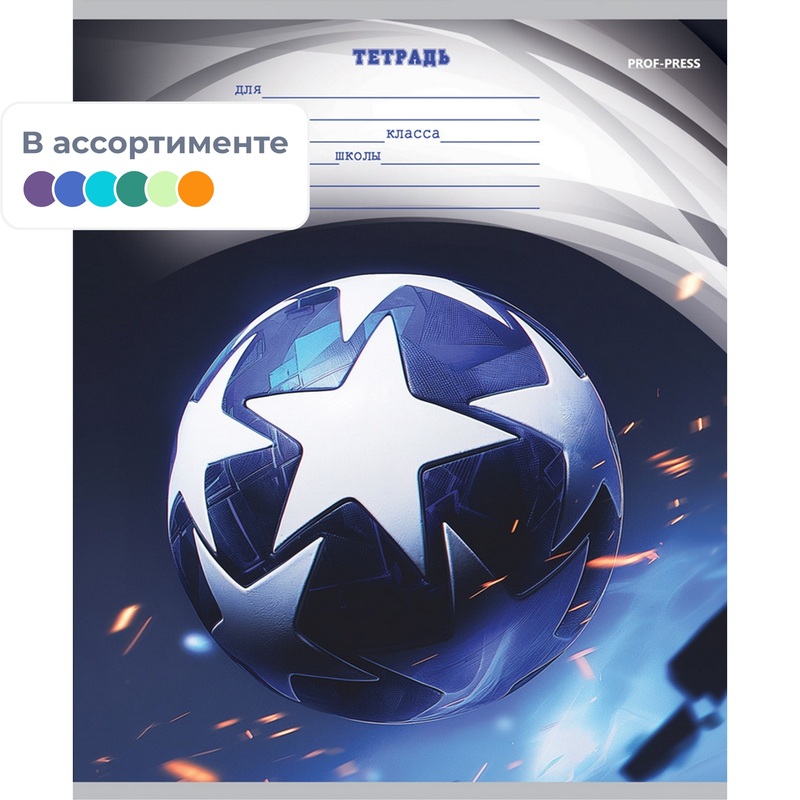 Изображение товара Тетрадь школьная Проф-пресс Разные мячи А5 12 листов в линейку