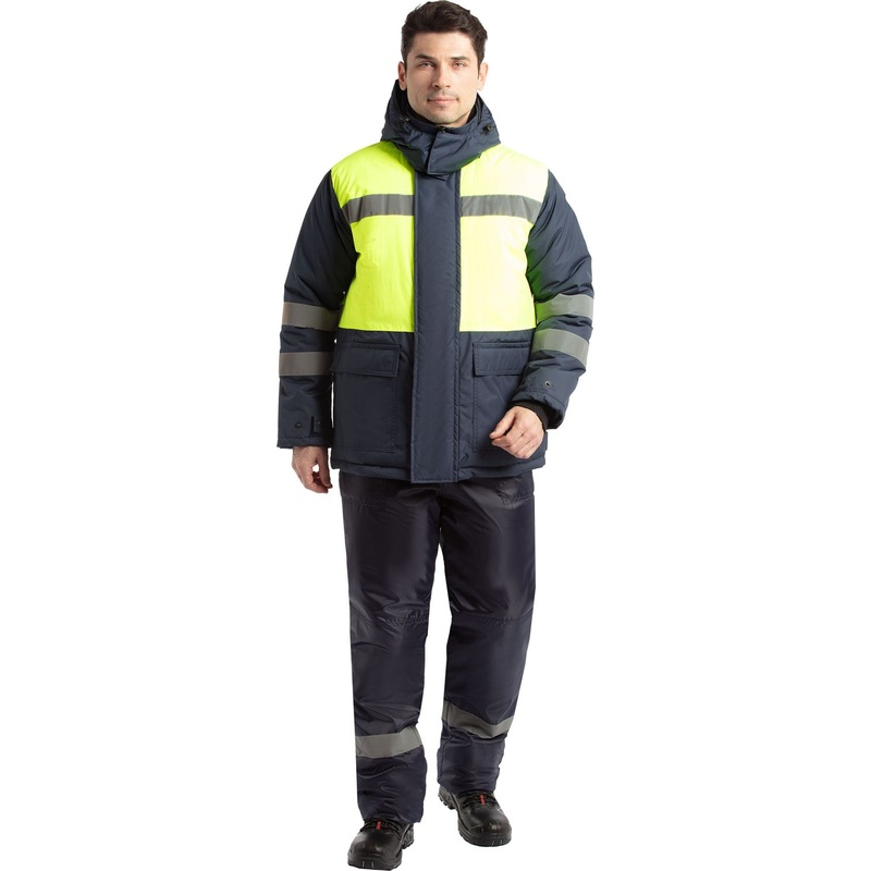 Изображение товара Куртка рабочая зимняя мужская СНП Синий/Лимонный с СОП Изображение товара Куртка рабочая зимняя мужская СНП Синий/Лимонный с СОП