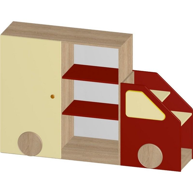 Изображение товара Детская стенка Машина МЦ-580 с открытыми полками и дверцей для ребёнка