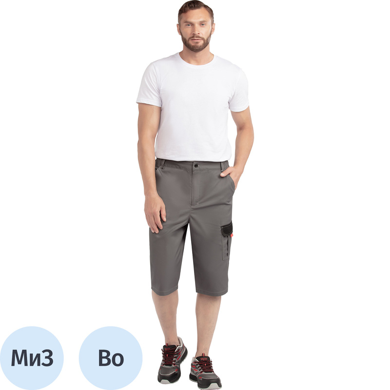 Изображение товара Шорты рабочие мужские Грегаль (л23) серые/красные (размер 104-108 (52-54), рост 170-176)