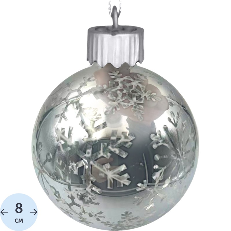 Изображение товара Ёлочный шар новогодний Magic Time стекло серебристый диаметр 8 см с подсветкой праздничный декор