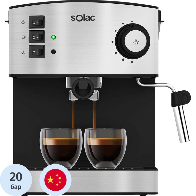 Изображение товара Кофемашина (рожковая) с капучинатором Solac Taste Classic M80 CE4483 серебристая