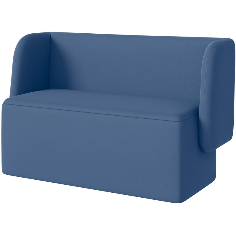 Изображение товара Двухместный диван Стримлайн Д5-02 синий искусственная кожа для общественных помещений