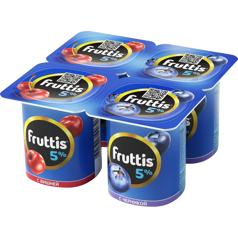 Изображение товара Йогурт Fruttis Сливочное лакомство вишня-черника 5% 115 г