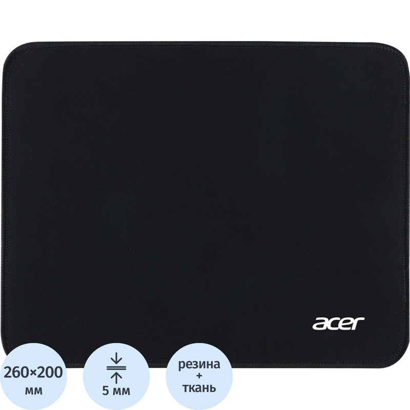 Изображение товара Коврик для мыши Acer OMP210 ZL.МSPEE.001 ткань резина черный 260x200 мм