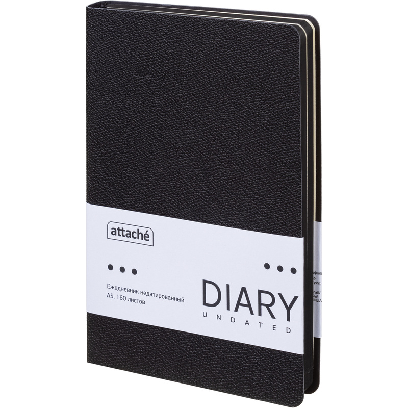 Изображение товара Ежедневник недатированный Attache А5 160 листов искусственная кожа черный