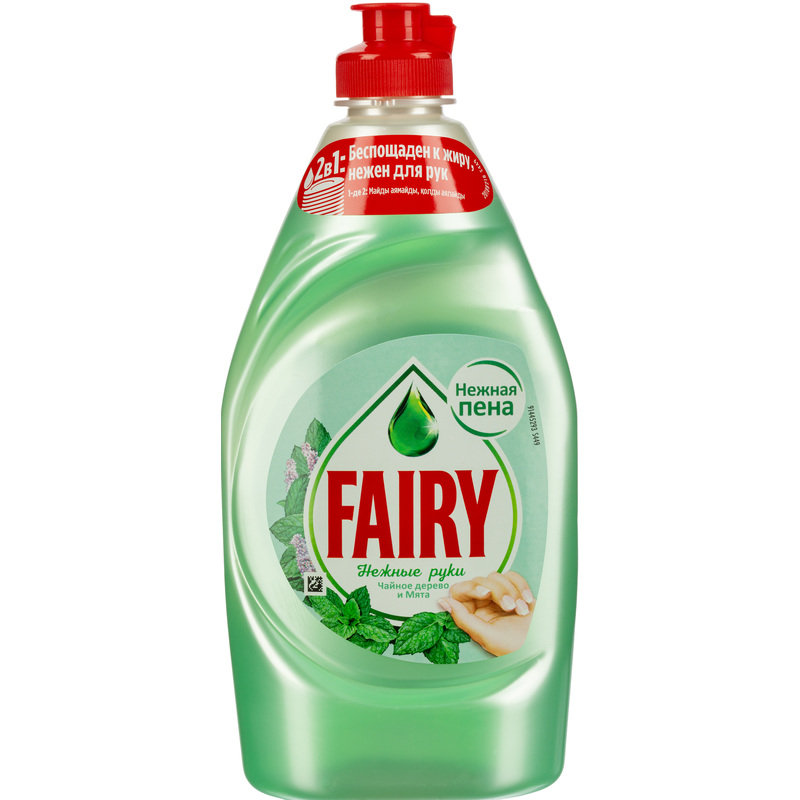 Изображение товара Средство для мытья посуды Fairy Чайное дерево и Мята гель 0.45 л безопасное мягкое с ароматом