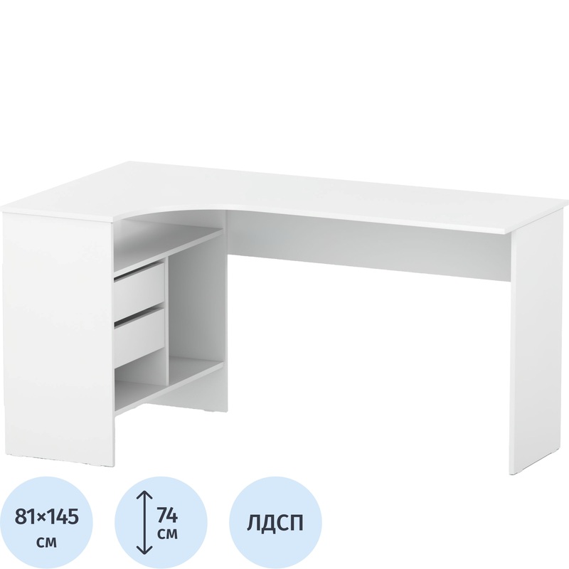 Изображение товара Угловой компьютерный стол Сокол СПм-25 белый 1450х810х740 мм
