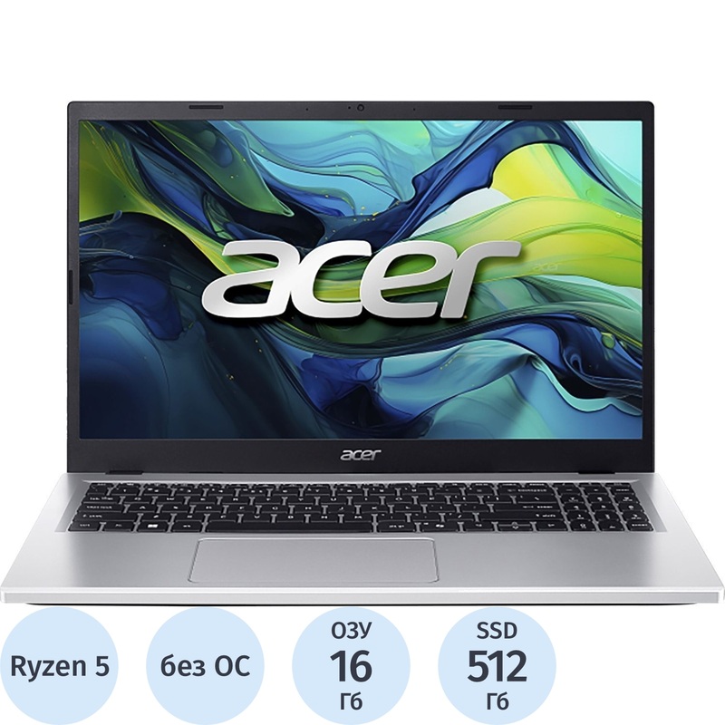 Изображение товара Ноутбук Acer Aspire Lite 15.6" Intel Ryzen 5 16ГБ SSD 512ГБ Wi-Fi Bluetooth