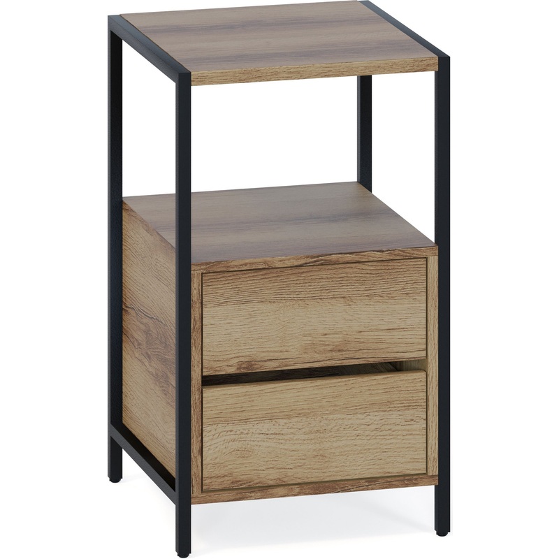 Изображение товара Многофункциональная прикроватная тумба КТ-400 из ЛДСП с металлическим каркасом Россия