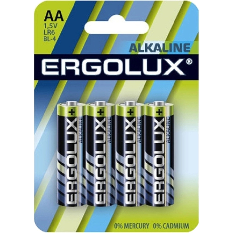 Изображение товара Батарейка АА пальчиковая Ergolux Alkaline блистер (4 штуки в упаковке)